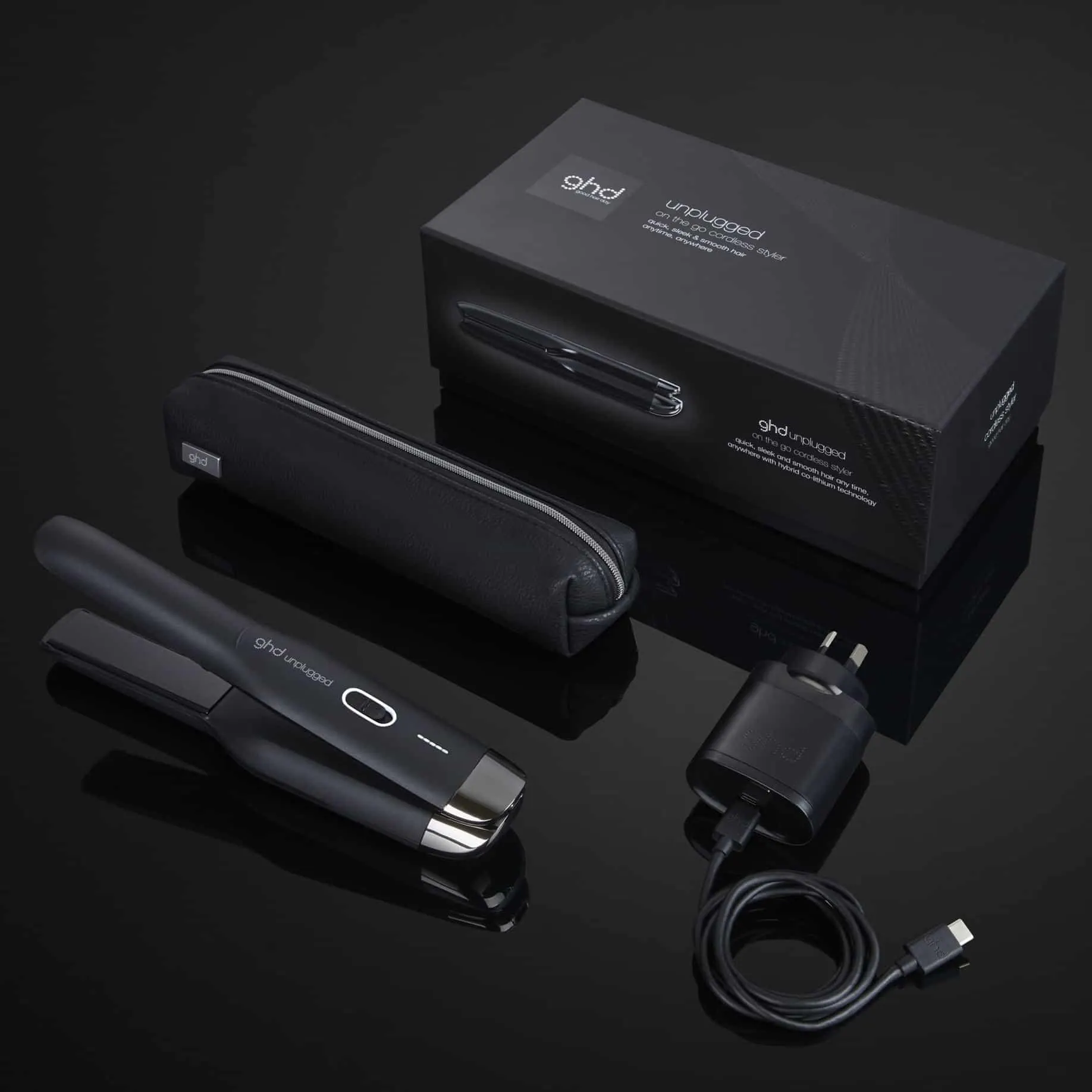 GHD UNPLUGGED® CORDLESS HAIR STRAIGHTENER IN MATTE BLACK