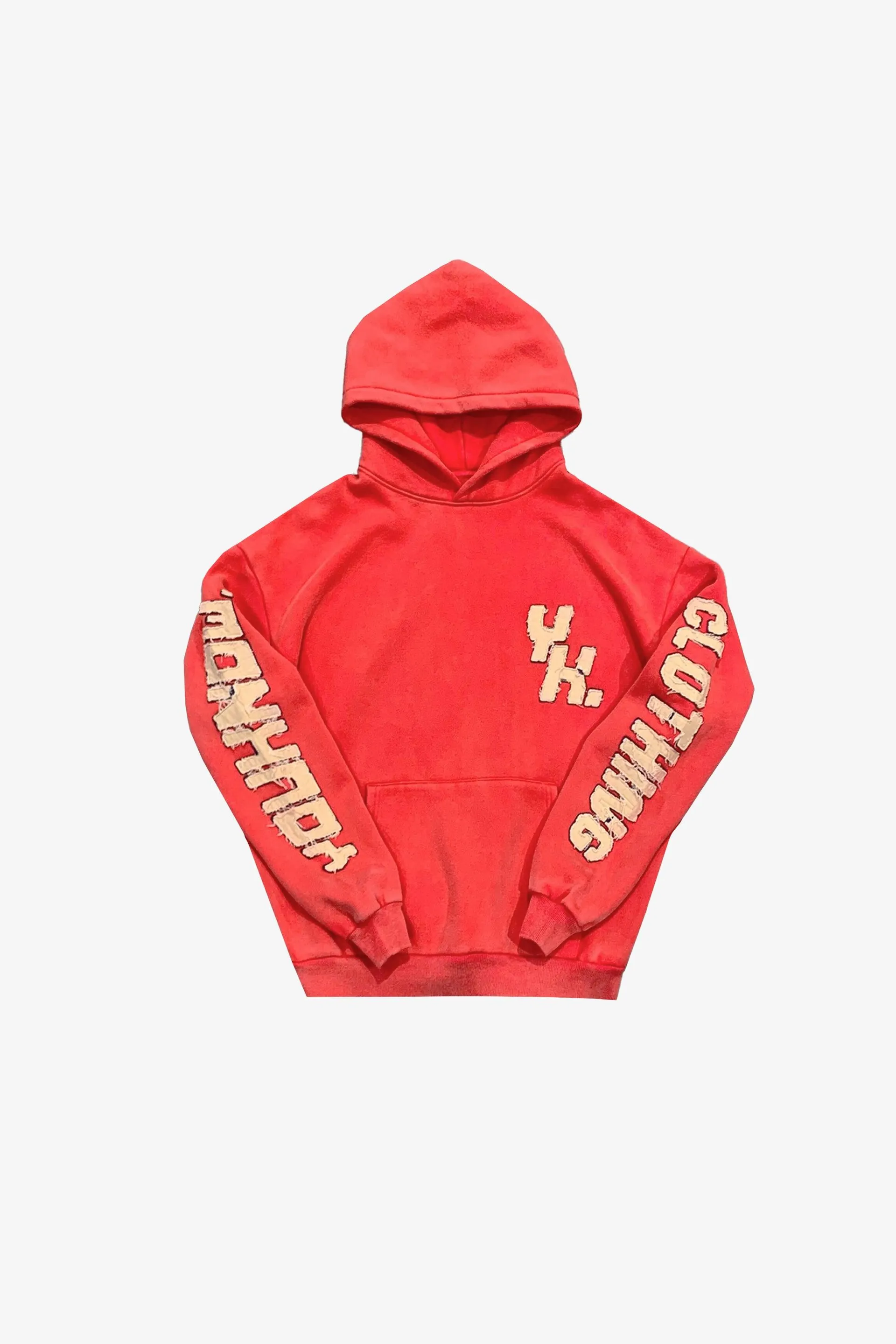 DISTRESSED HOODIE RED
