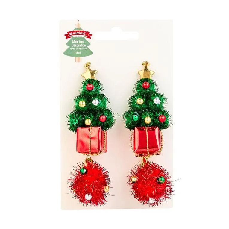 Wonderland Mini Christmas Tree Baubles 4 Pack