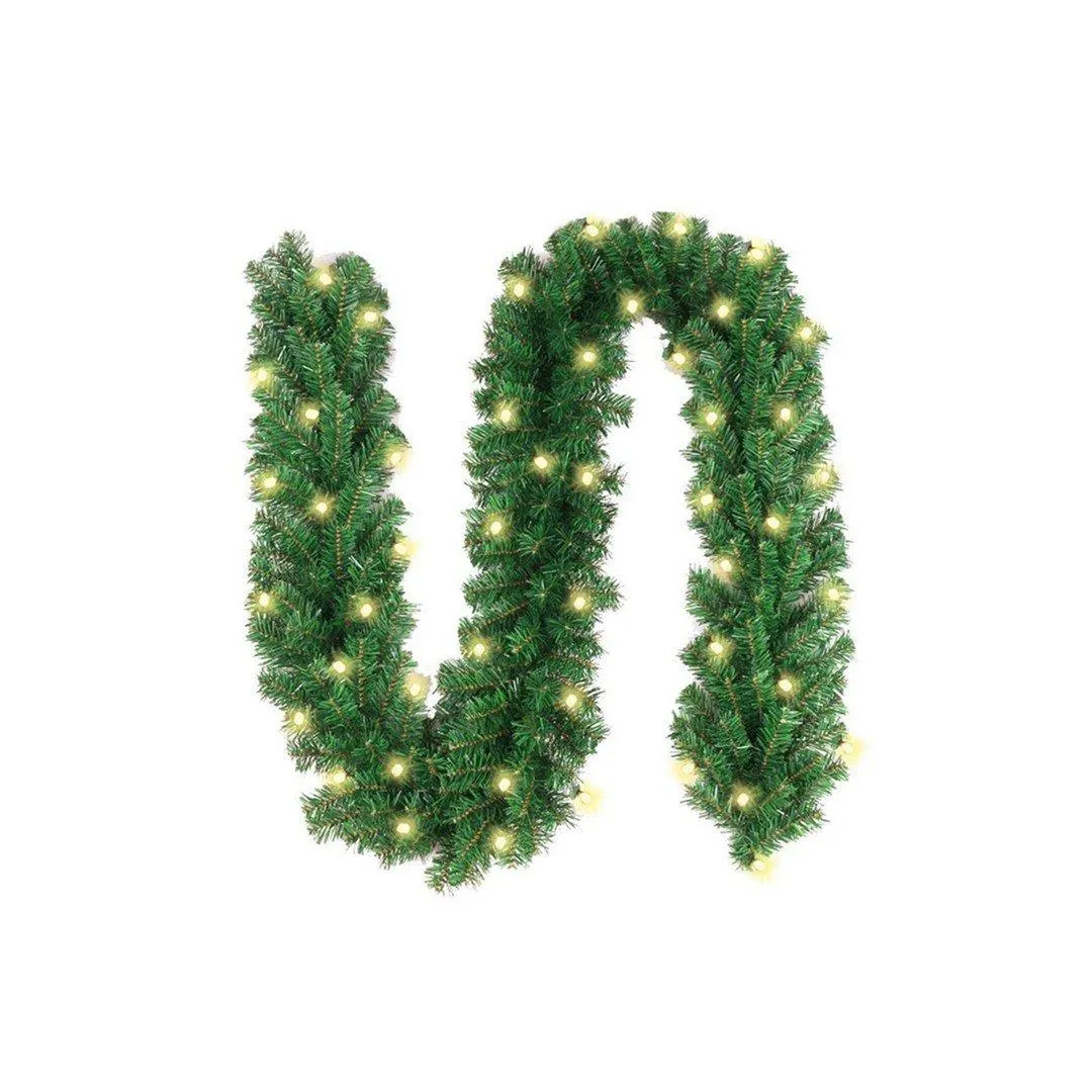 Christmas Pine Garland String Light LED Lighted Garland Artificial Pine Rattan Stairs Fireplace Decor Xmas Decoration