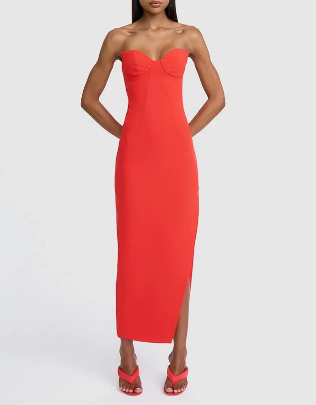 Sahana Shell Shape Strapless Midi Dress