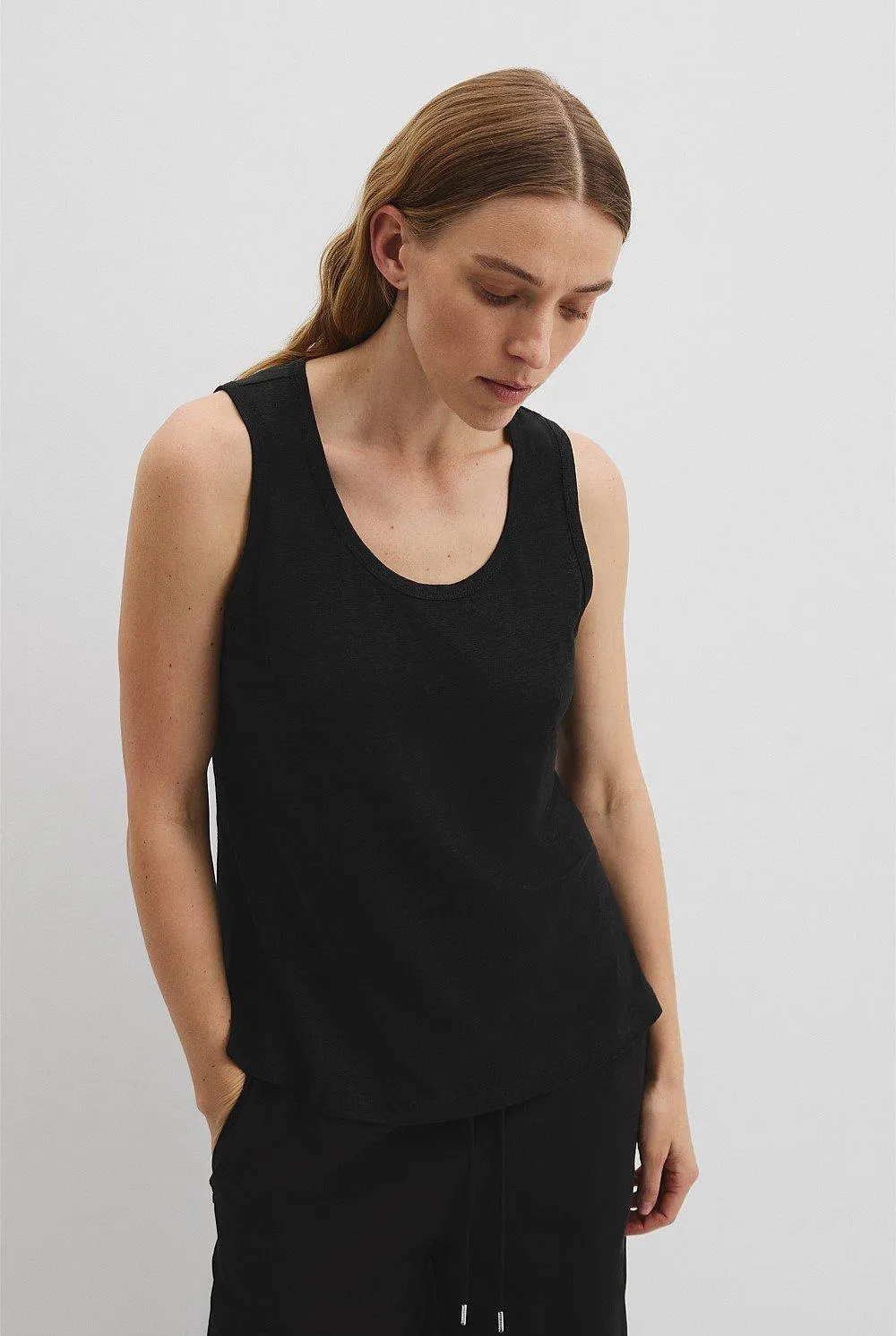 Linen Scoop Neck Tank