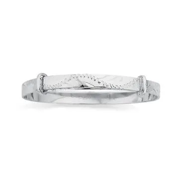 Sterling Silver Patterned & Plain Baby Expander Bangle