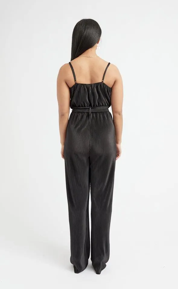 Pleated Cowl Neck Jumpsuit