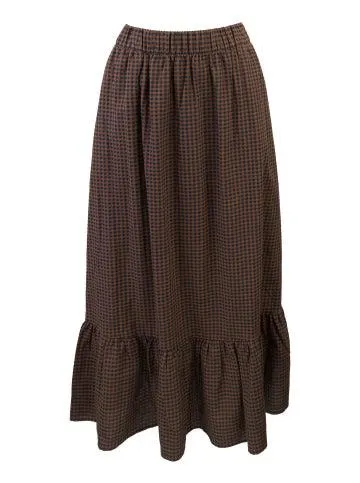 Women's Check Tier Skirt in Coffee/black