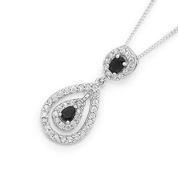 Sterling Silver Cubic Zirconia Pear Cluster Pendant