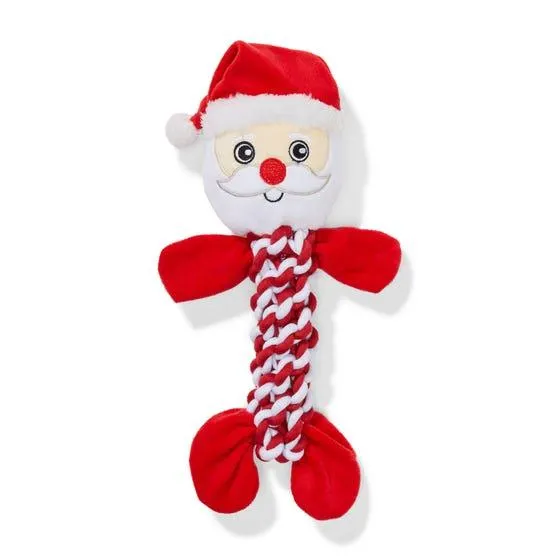 All Day Christmas Braided Santa Dog Toy M