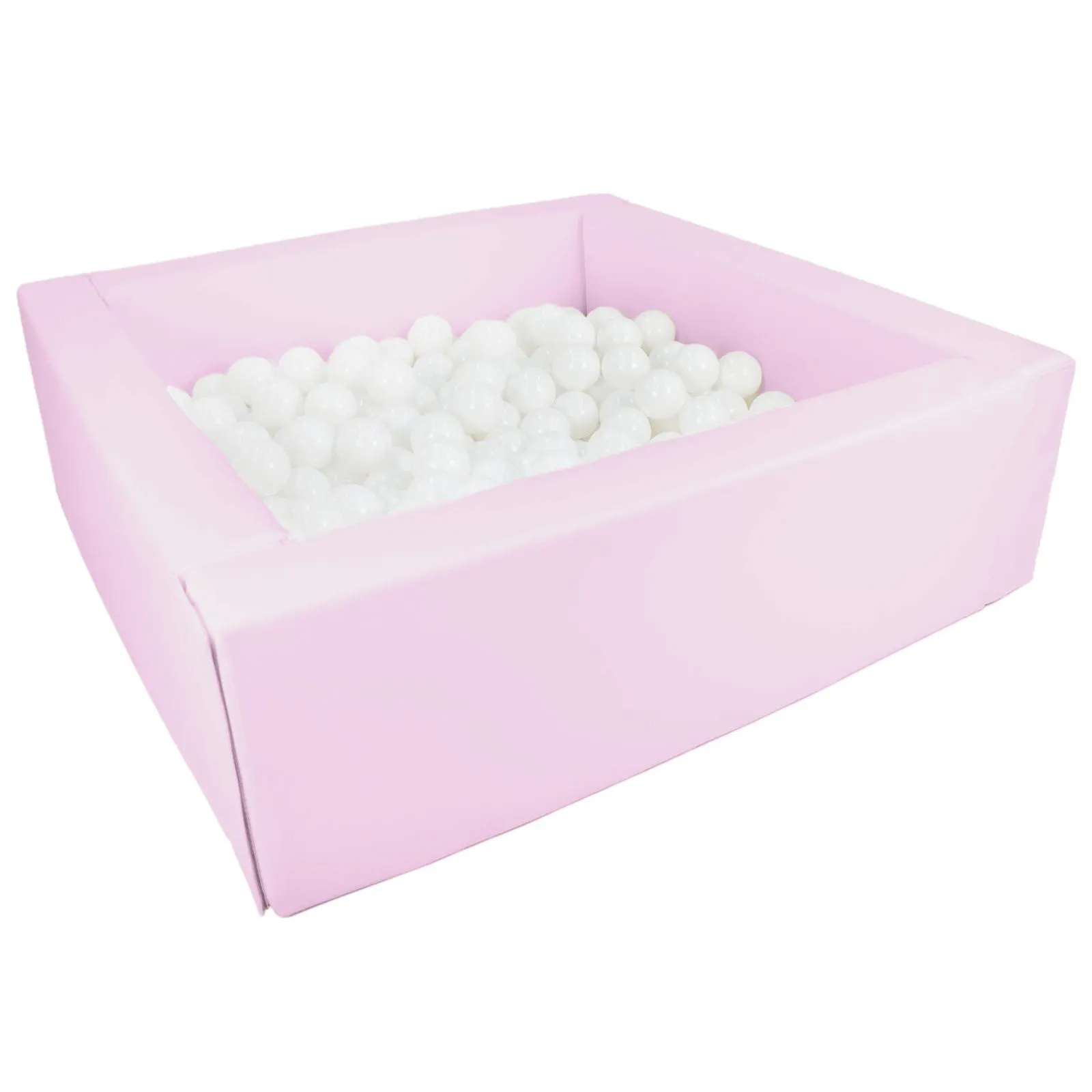 Eco Leather Pastel Pink Soft Play Ball Pit +200 White Balls