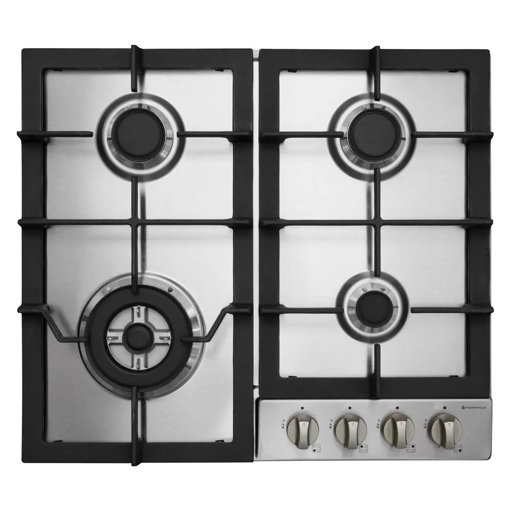Parmco 60cm S/Steel 3 Burner + 5.1kw Wok Gas Cooktop