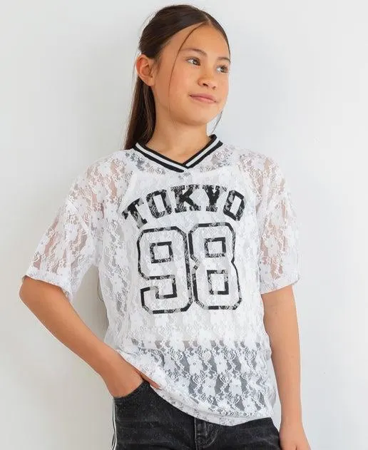 Kids' Short Sleeve Lace Sporty Tee With Cami