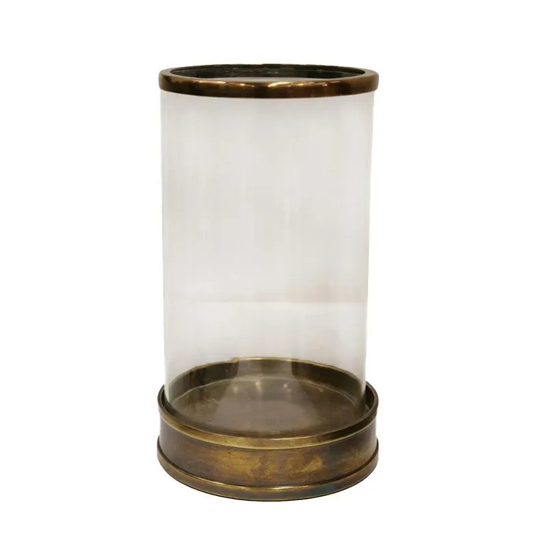 Brass finish hurricane lantern 28cm