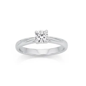 18ct White Gold, Diamond Solitaire .50ct