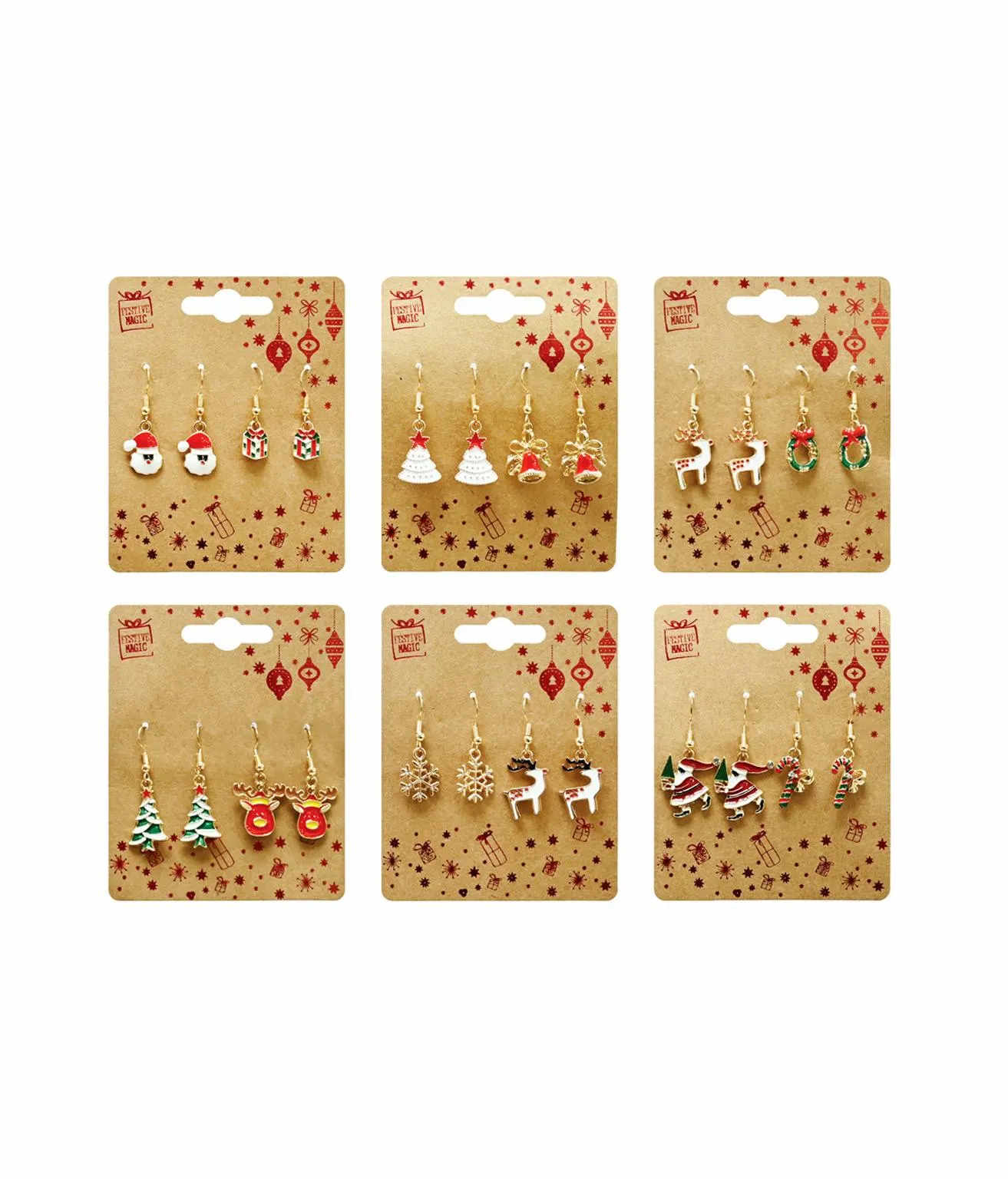 Christmas Dangly Earrings Assorted 2pk