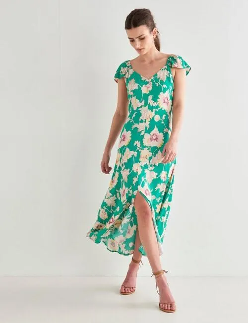 State of play Day Lily Print Midi Dress, Green