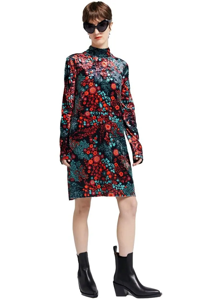 Electric Meadow Velvet Dress