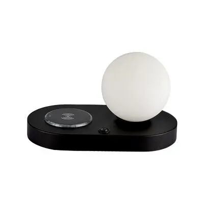 Lola Black/Opal Glass Qi Table Lamp