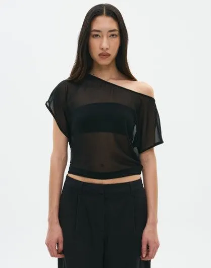 Chiffon Sheer Off Shoulder Blouse