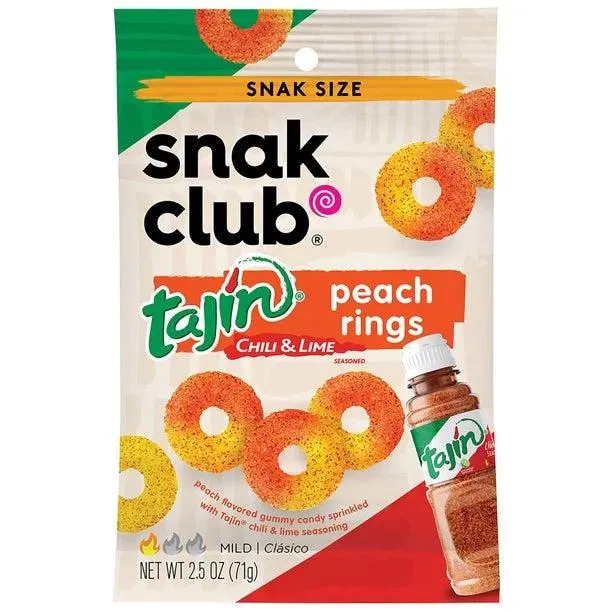 Snak Club Tajin Peach Ring peg bag 2.5oz