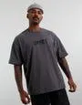 Manga Embroidered Box Fit T Shirt in Charcoal