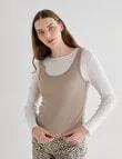 Mineral Nash Layered Rib Top, Taupe & Ivory