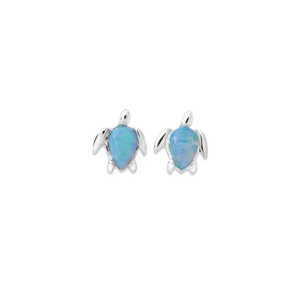 Sterling Silver Created Opal Turtle Body Studs