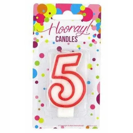 Candle Red/White Number 5