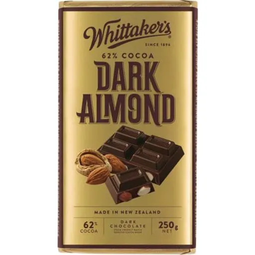 Whittaker's Chocolate Block 62% Dark Almond 250g