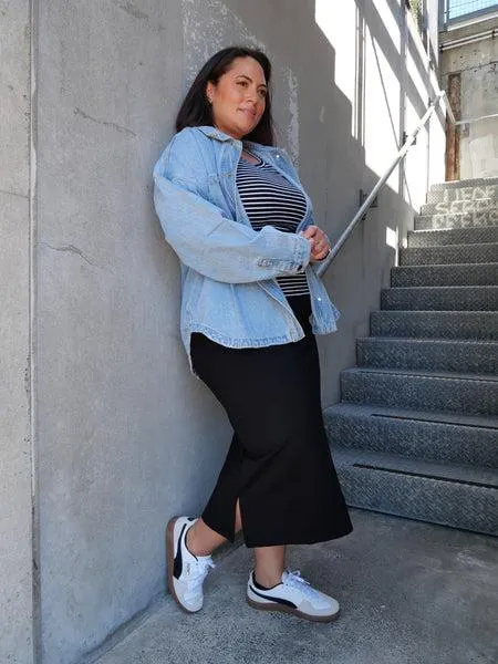 Shine On Essentials Midi Slip Skirt B...