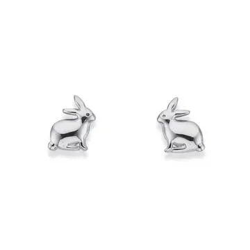 Sterling Silver Mini Bunny Rabbit Stud Earrings