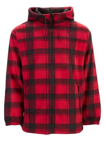 Men's Bonded Polar Fleece Jacket in Red Check