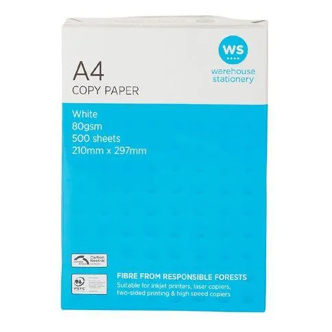 WS Photocopy Paper A4 80gsm 500 Sheet Ream