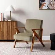 Ray Velvet Occasional Chair - Sage/Walnut