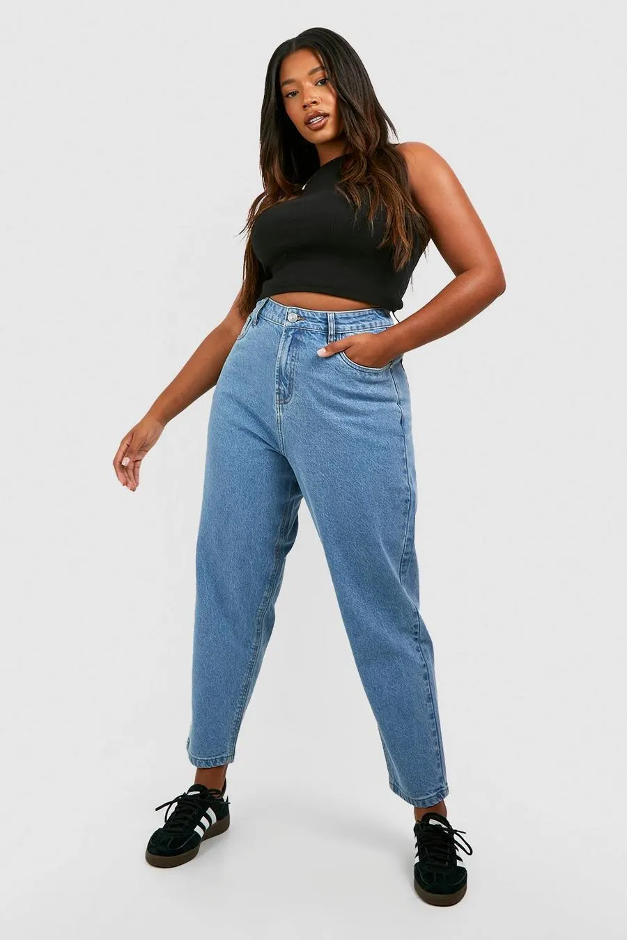 Plus Basic High Rise Mom Jeans