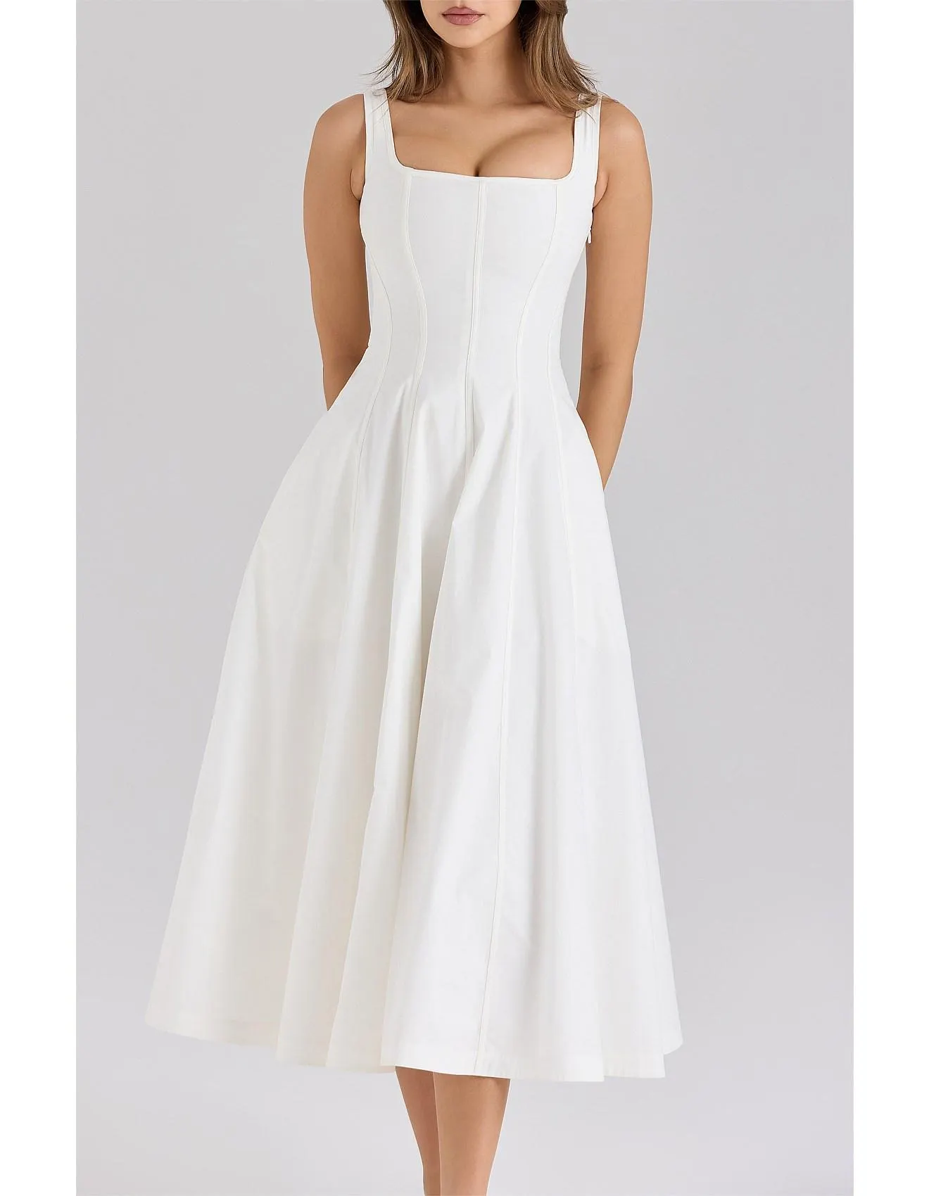 HOUSE OF CB MARIABELLA COTTON MIDI SUNDRESS