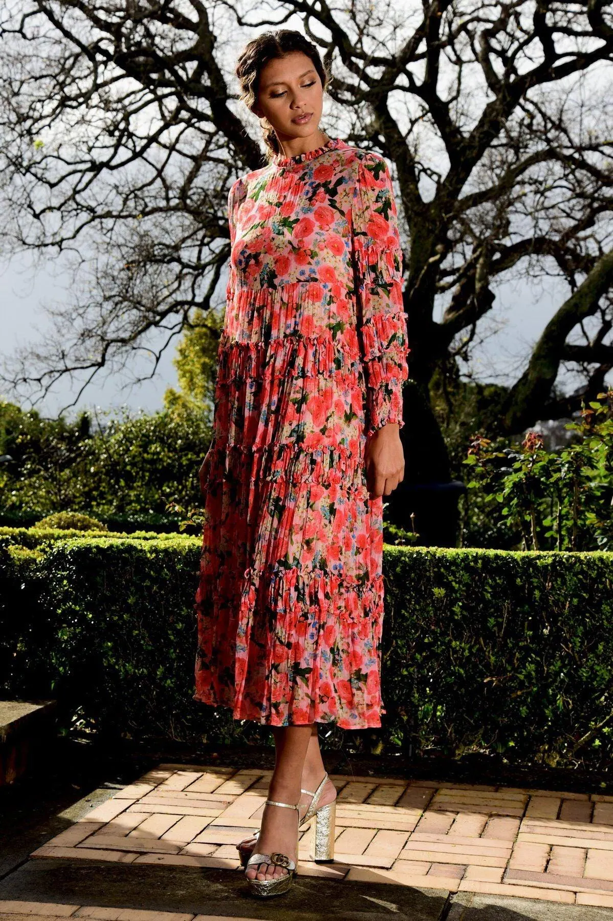 Neither Here Nor Tier Dress | Pink Floral