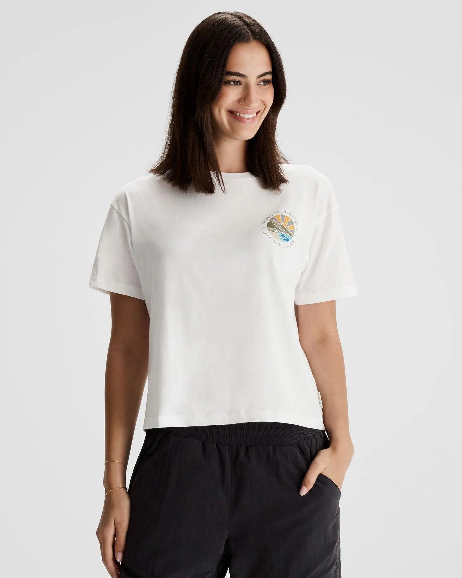Women's Kathmandu Logo Sunburst Organic Cotton T-shirt - White