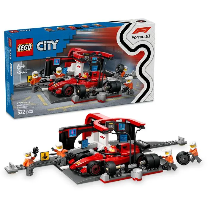 LEGO 60443 City F1 Pit Stop & Pit Crew with Ferrari Car