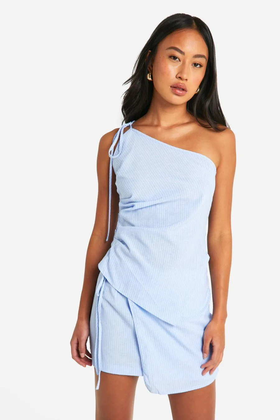 Asymmetric Stripe Ruched Cami