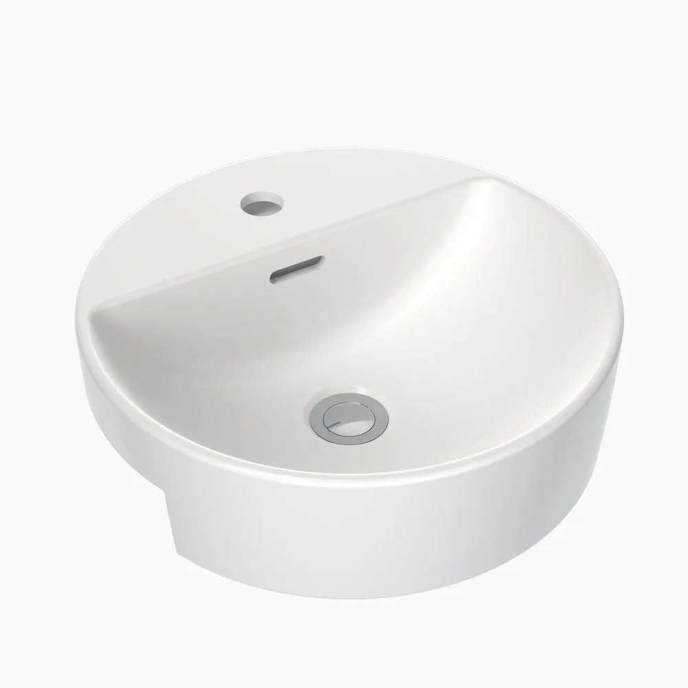 Round Semi Recessed Basin 400mm 1 Tap Hole White CL40001.W1
