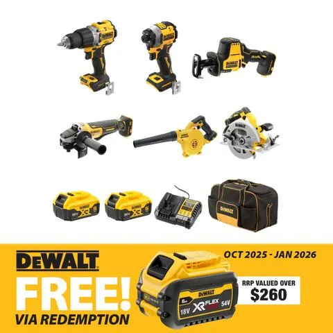 DeWalt XR Cordless Combo Kit Brushless 6pc 18V 5Ah