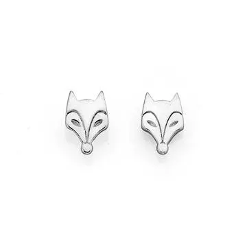Sterling Silver Fox Face Studs
