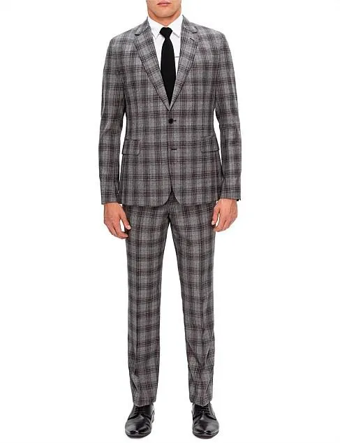 BROWN CHECK 2 BUTTON SUIT