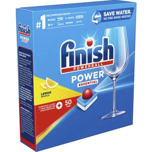 Finish Power Essential Dishwashing Tablets Lemon Sparkle 50 Pack