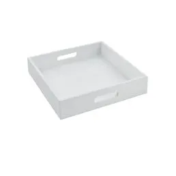 Momento Square Wooden Tray, White, 30cm
