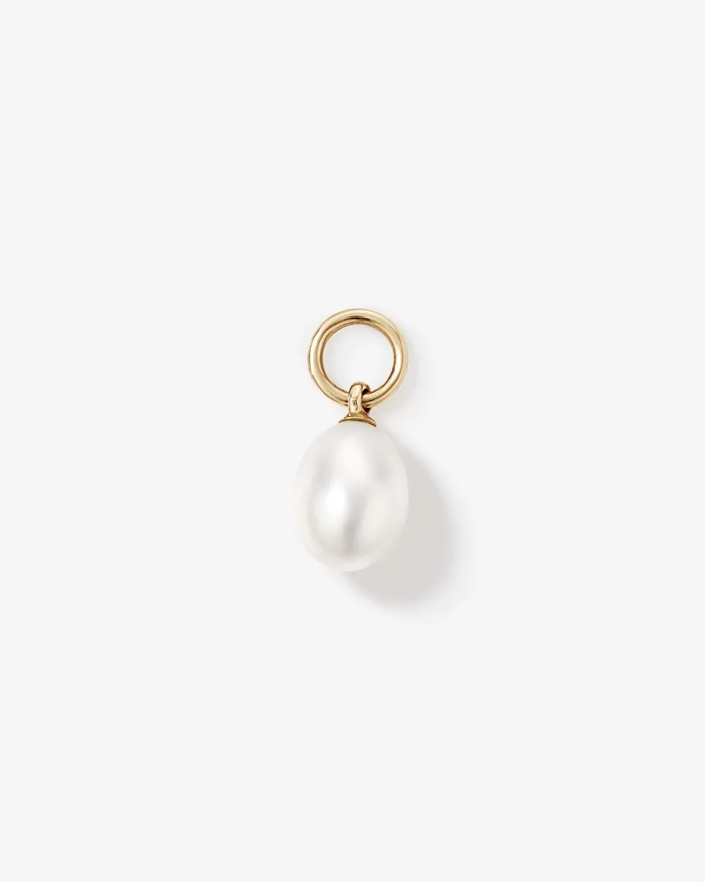 Oval Cultured Freshwater Pearl Single Earring Charm in 10kt Yellow Gold