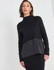 Oliver Black Long Sleeve Funnel Neck Jumper, Black