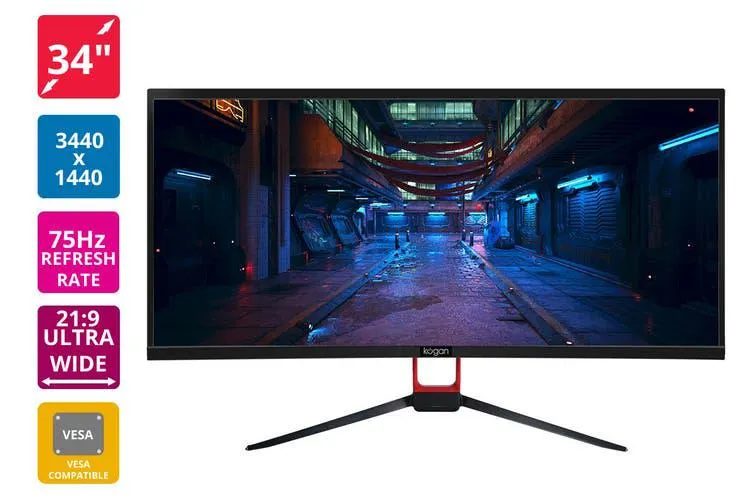 Kogan 34" Ultrawide WQHD 75Hz FreeSync Monitor (3440 x 1440)