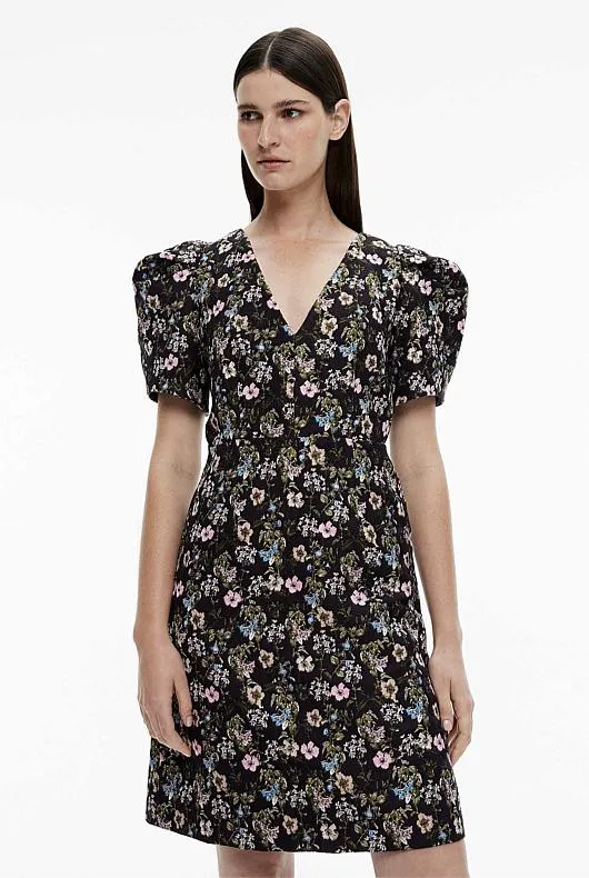 Jacquard Floral Mini Dress