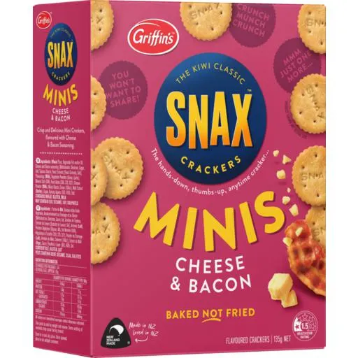 Griffins Snax Minis Cheese Bacon 135g