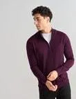 North South Merino 1/4 Zip Jumper, Plum